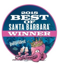 "Winner" badge for the Santa Barbara Independent's "2018 Best of Santa Barbara" awards.