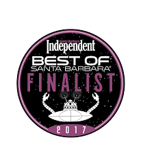 "Finalist" badge for the Santa Barbara Independent's "2017 Best of Santa Barbara" awards.
